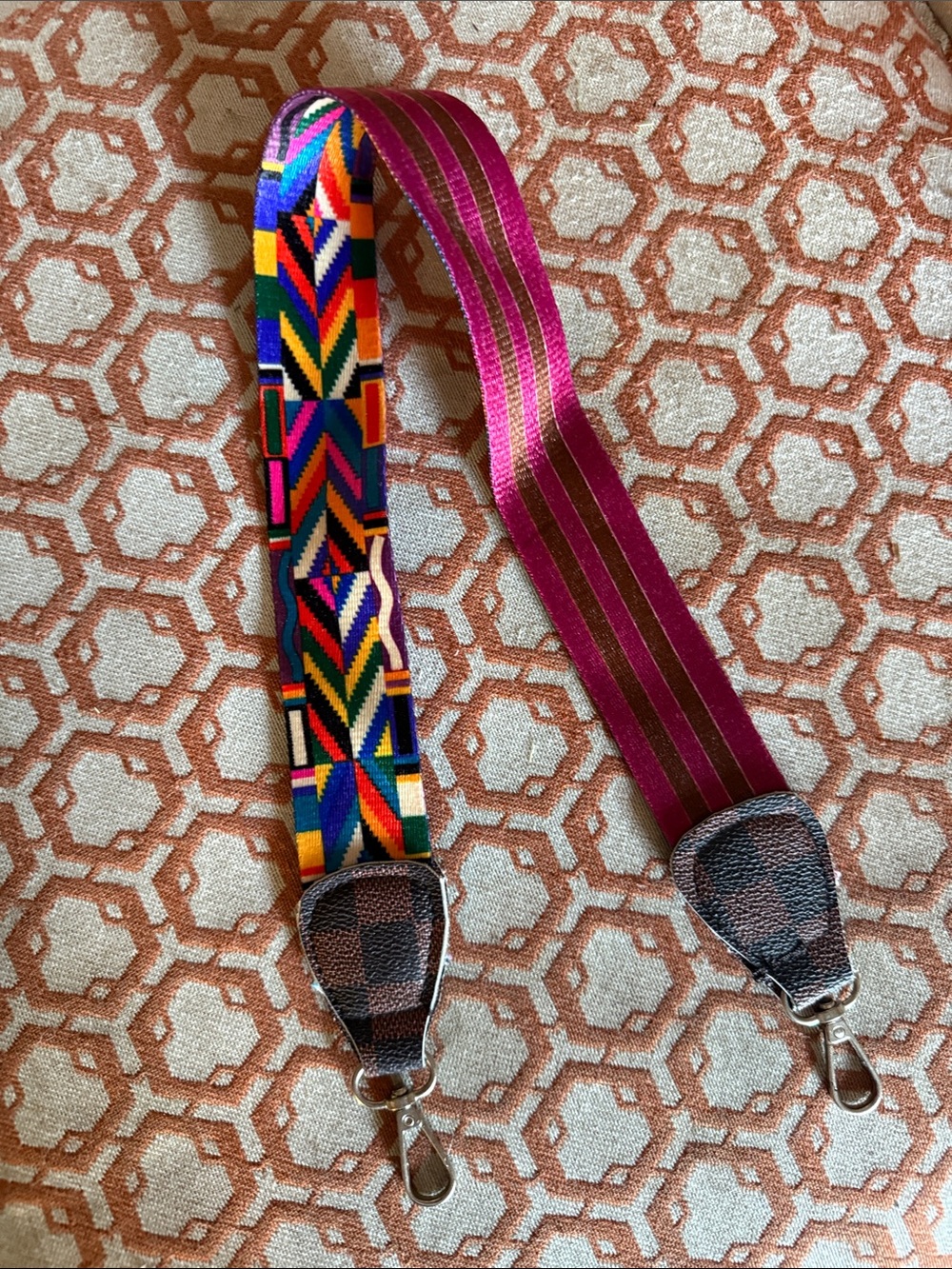 Adjustable Multicolor & Magenta Guitar-Style Bag Strap